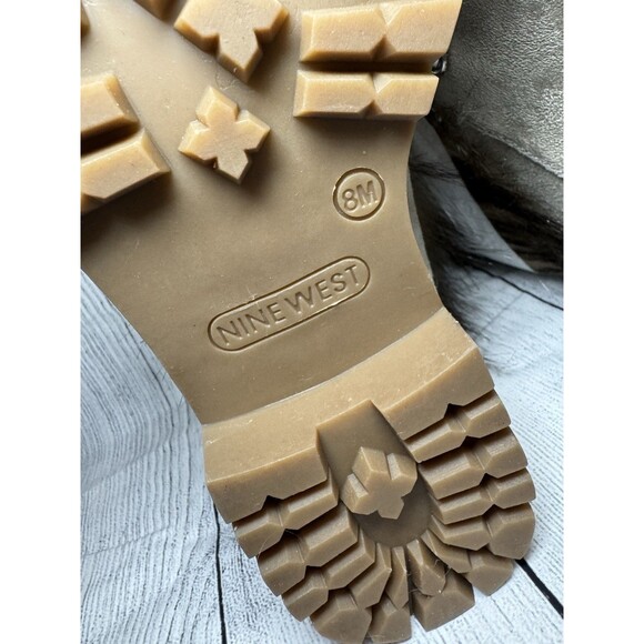 NINE WEST Gray Faux Suede Fur Trim Hiking Boots Sz 8 NWB - Picture 9 of 13